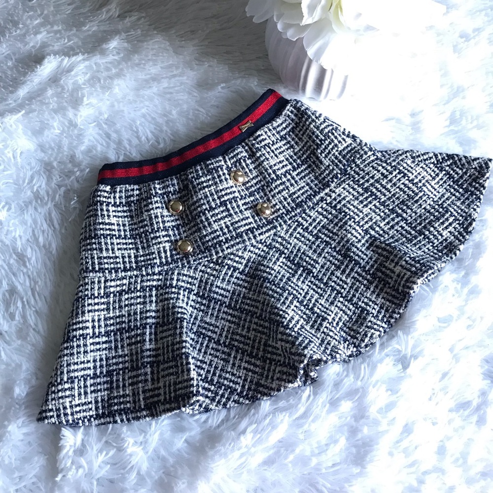 Tiffany | Little girls Tweed Preppy Skirt Sz 3, navy & red